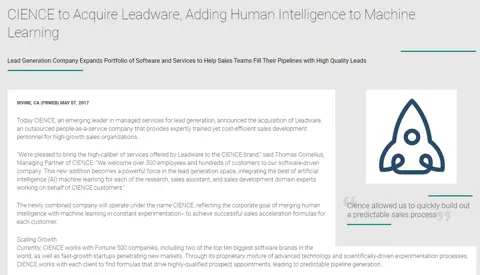 CIENCE to Acquire Leadware, Adding Human Intelligence to Machine Learning