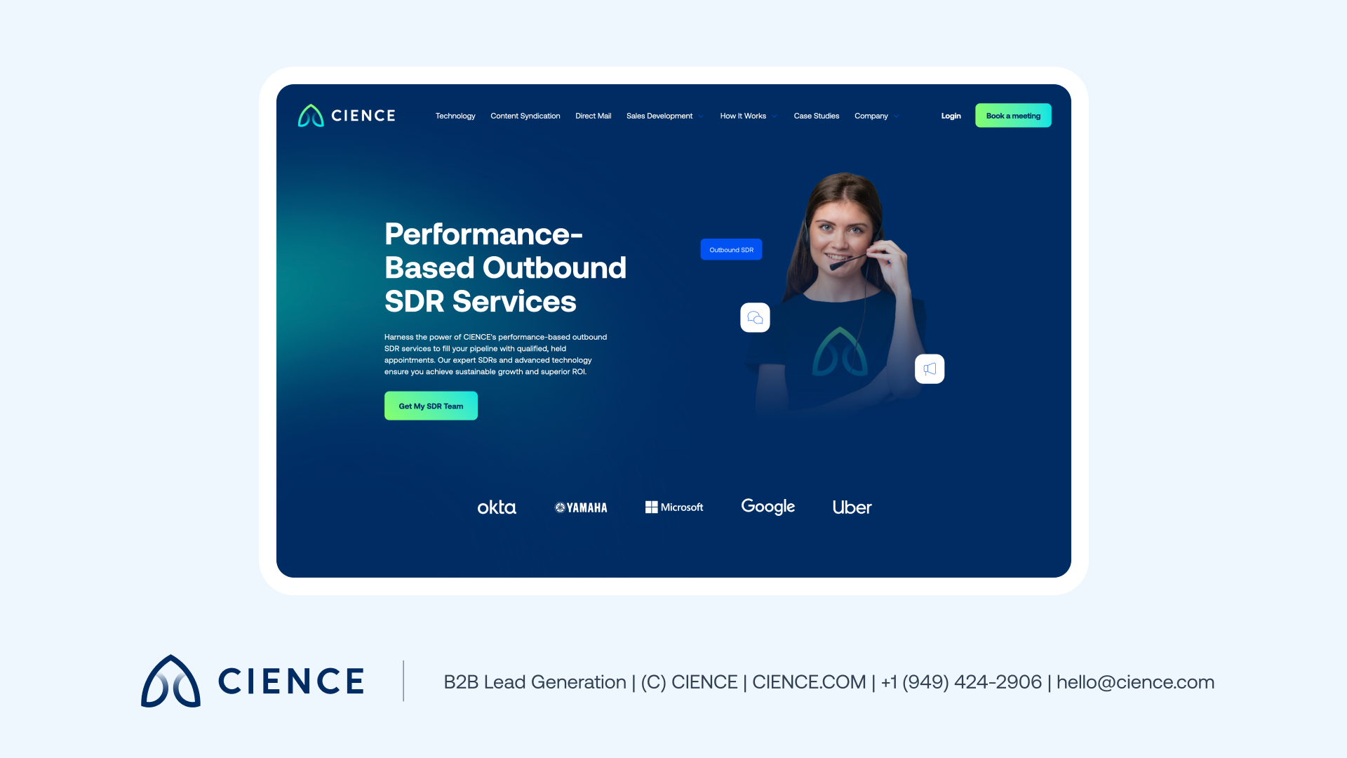 CIENCE GO Platform combining AI-native outbound software with dedicated human SDR execution for managed B2B pipeline generation