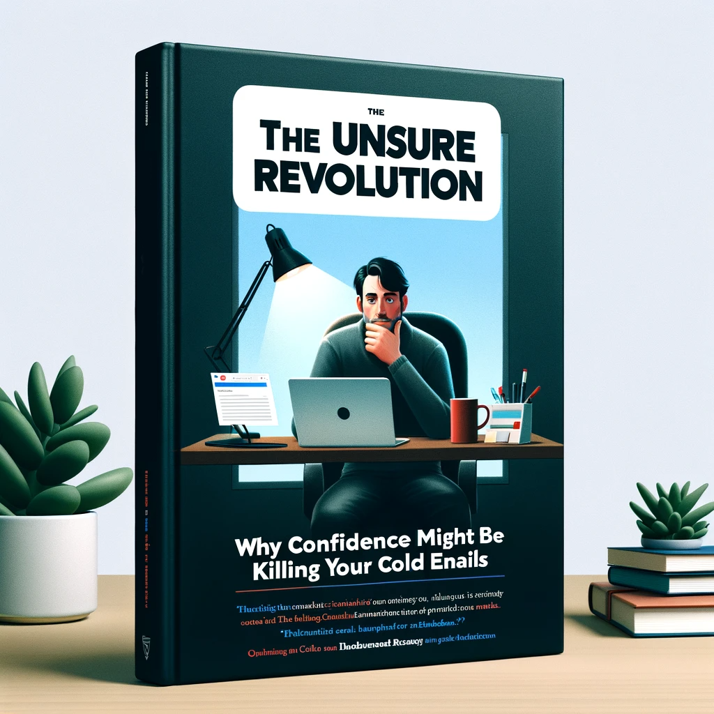 Illustration showing the unsure revolution in cold email — replacing bold claims with humble, curiosity-driven outreach