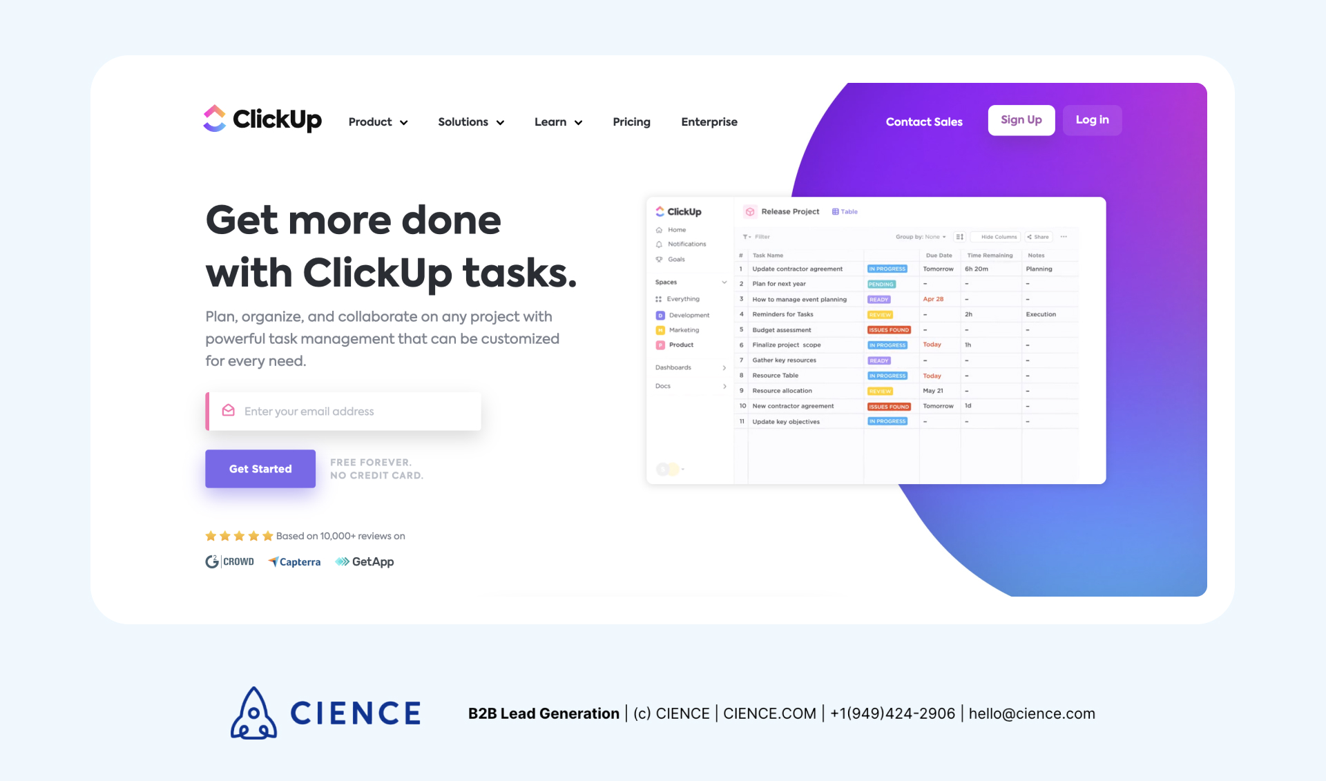 Top Project Management Tools Example: ClickUp