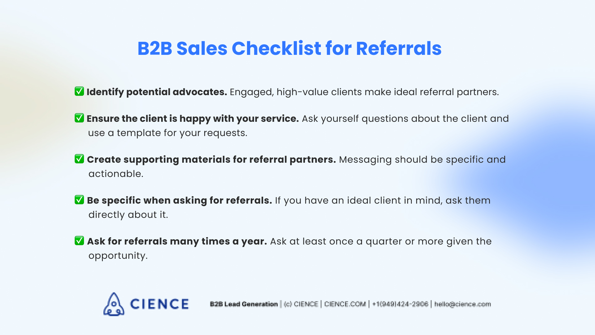 B2B Sales Checklist for Referrals